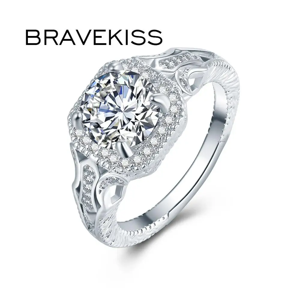 

BRAVEKISS Korean Ladies Crystal Cubic Zirconia Ring Engagement Ring for Women Fashion Finger Ring Luxury Jewelry Wedding BUR0529