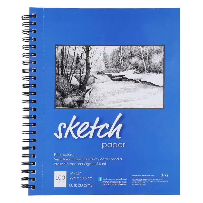 100 Sheets 9x12" Sketch Drawing Paper Book Sketchbook Sketching Artist