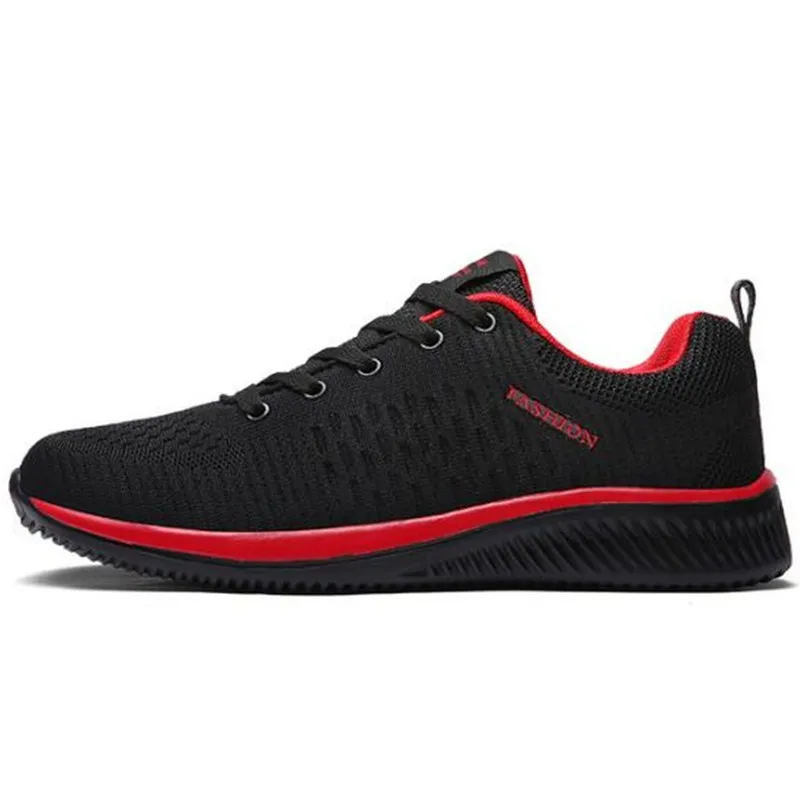 Mens New Mesh Men Casual Shoes Lac-up Men Shoes Lightweight Comfortable Breathable Walking Sneakers Tenis Feminino Zapatos - Цвет: Black red