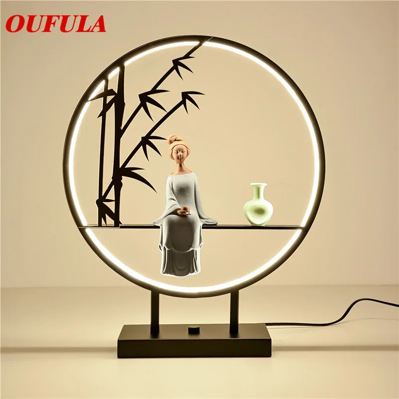 OUFULA Table Lamp Desk Resin Modern Contemporary Office Creative Decoration Bed LED Lamp for Foyer Living Room Bed Room