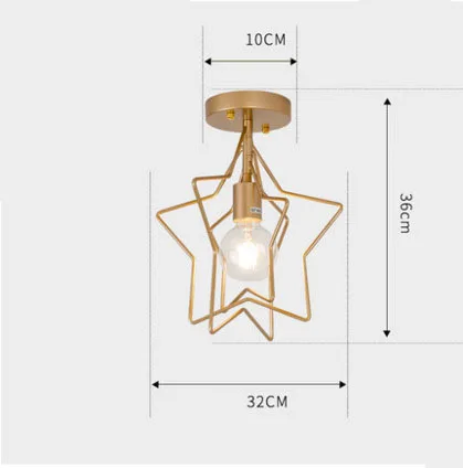 Пентаграмма Ретро Железный потолочный светильник креативный круг E27 черный/золотой промышленный ветер потолочный светильник для ресторана Кофейня Бар - Цвет корпуса: C