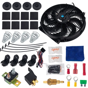 

Universal 14 inch Radiator Cooling Fan with Thermostat Wiring Switch Relay Kit Electric Cooling Radiator Fan