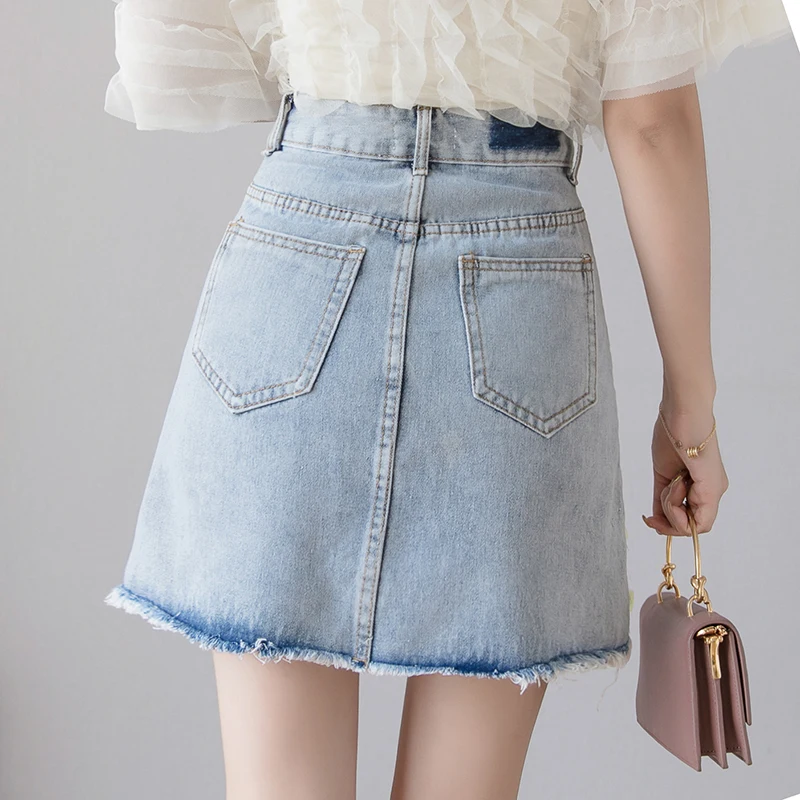 aesthetic jean skirt