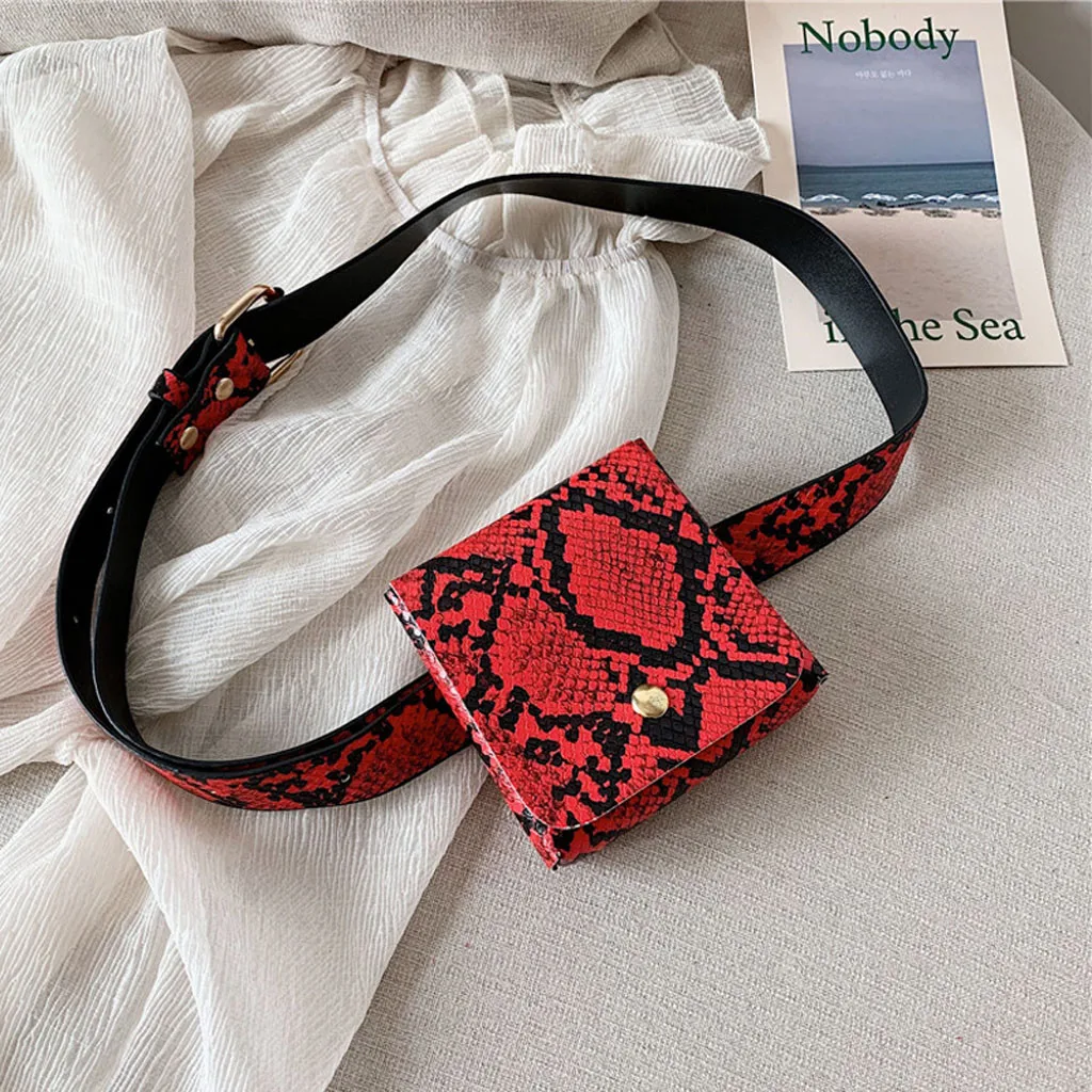 Women Waist Bag Fanny Pack snake Printed Outdoor Sports Belt bag mini coin Purse Pouch Hasp Messenger Bag Chest Bags heuptas new