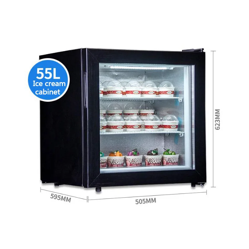 Mini congélateur vertical en verre 55l 220 V, petit réfrigérateur ménager  et commercial, pour crèmes glacées Haagen Dazs | AliExpress