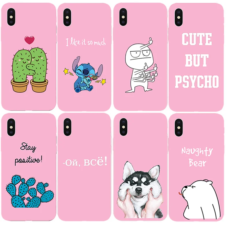 Luxury Cute Protect Soft TPU Case For iPhone 6S 8 7 6 S Plus Matte Back Coque X XS Max XR Cartoon Phone Cases Capas |