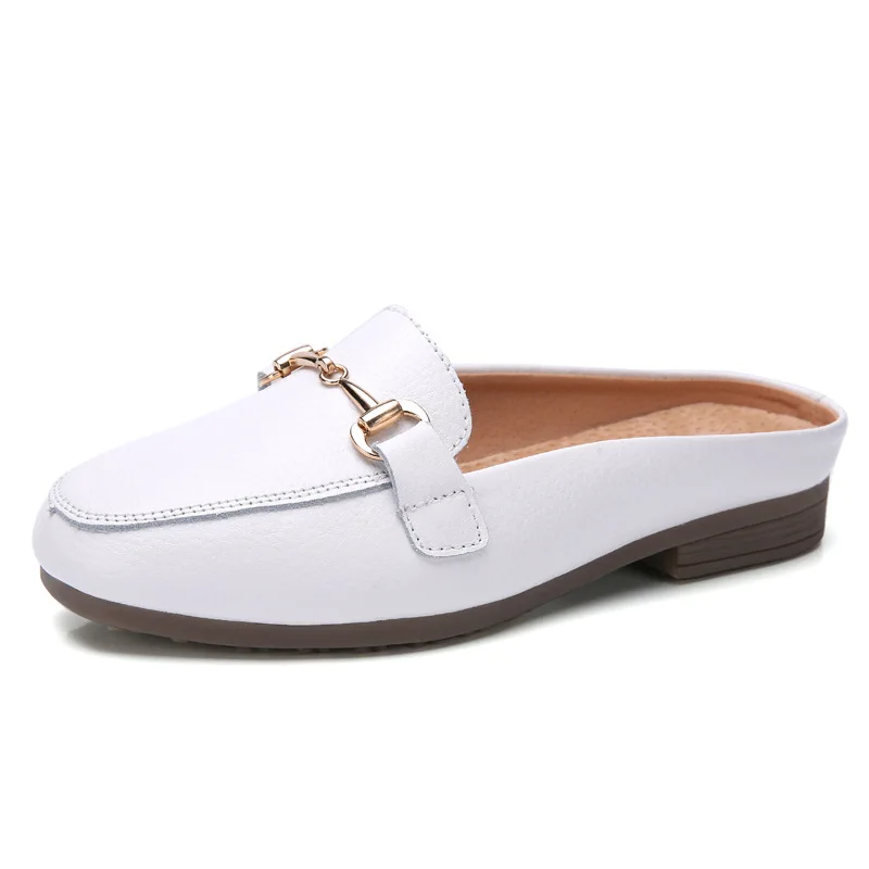 

2019 Spring And Summer New Products Korean-style Slipper Anti-slip Flat Keel Thin Shoes Slip-on Lazy STUDENT'S Shoes Genuine Lea
