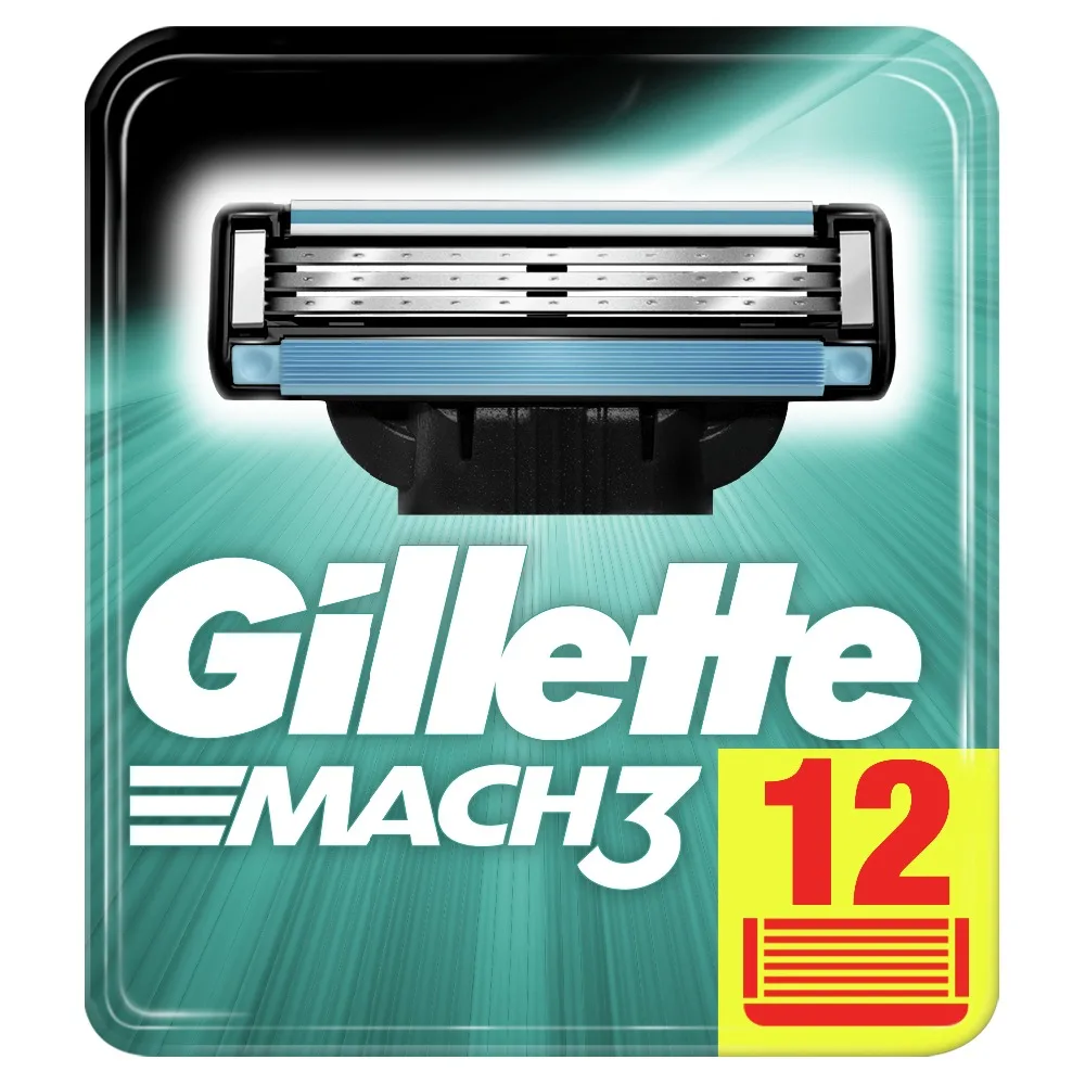 Baratos Hojas de afeitar reemplazables para hombres Gillette Mach 3 cuchilla de afeitar 12 Uds casetes de Mak3 cartucho de afeitado Mach3