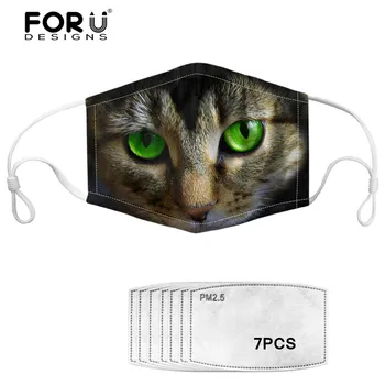 

FORUDESIGNS Mouth-muffle Face Mask Adult Kawaii Animal Cat Pattern Reusable Washable Kids Mouth Mask with 7 Filters mascarilla
