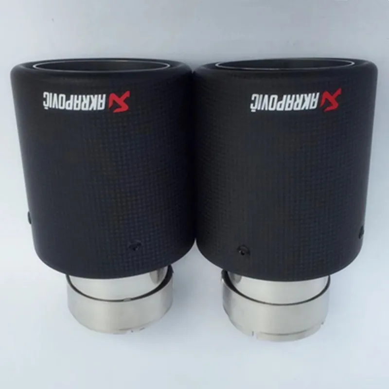 2 шт. Akrapovic Автомобиль Черный углеродного волокна выхлопные трубы один глушитель советы