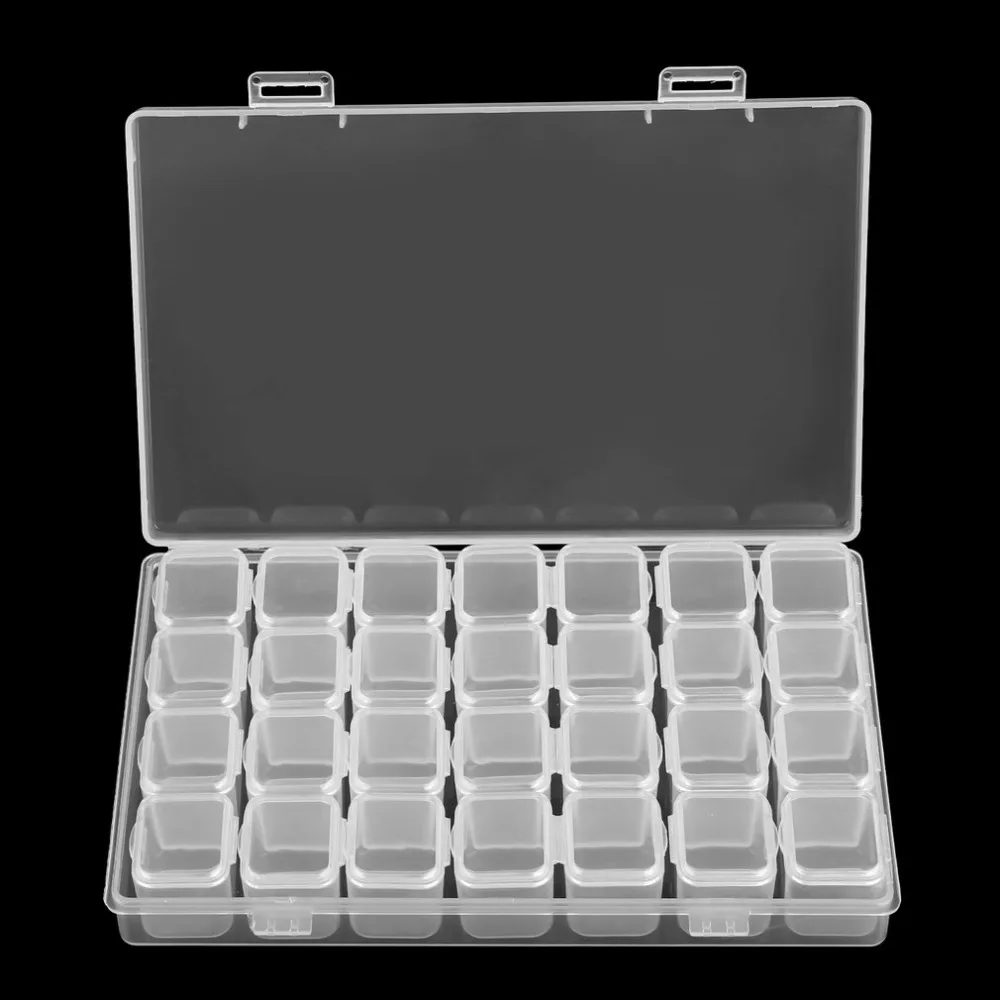 

28 Slots Clear Plastic Empty Storage Box for Nail Art Manicure Tools Jewelry Beads Display Organizer Holder new