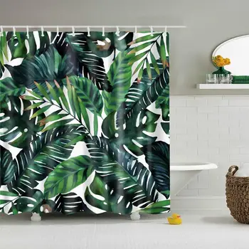 

19 Pattern Pineapple/ Flower / Leaf Polyester Shower Curtains Washable High Quality Colorful curtains for bathroom shower