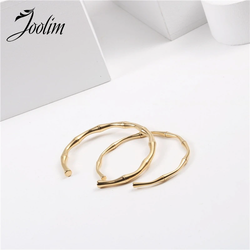 

Joolim Jewelry High End PVD Wholesale Drop Shipping Supplier Fashion Bamboo Joint Cuff Stainless Steel Bracelet for Women