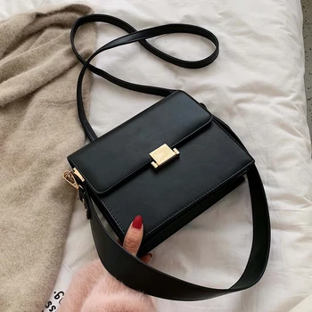 

Retro Fashion Female Square Crossbody Bag 2019 New High Quality Leather Women Designer Casual Wide Strap Shoulder Messenger Bags