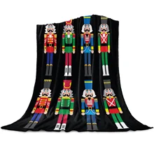 

Christmas Nutcracker Throw Blanket for Sofa Christmas Decor Bedspread Portable Microfiber Flannel Picnic Blanket