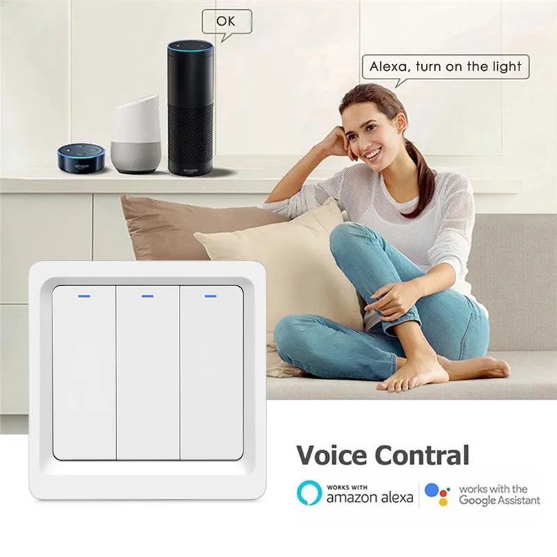 WiFi умный Домашний Светильник, кнопочный переключатель Smart Life/приложение Tuya, дистанционное управление, работает с Alexa Google Home для голосового управления
