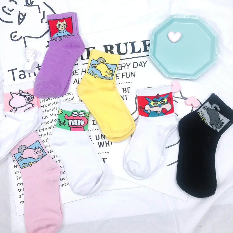

Women Colored Cartoon Animal Short Socks Cute Ankle Harajuku Socks For Female Fashion Personal Printed Casual Sox Comfortable