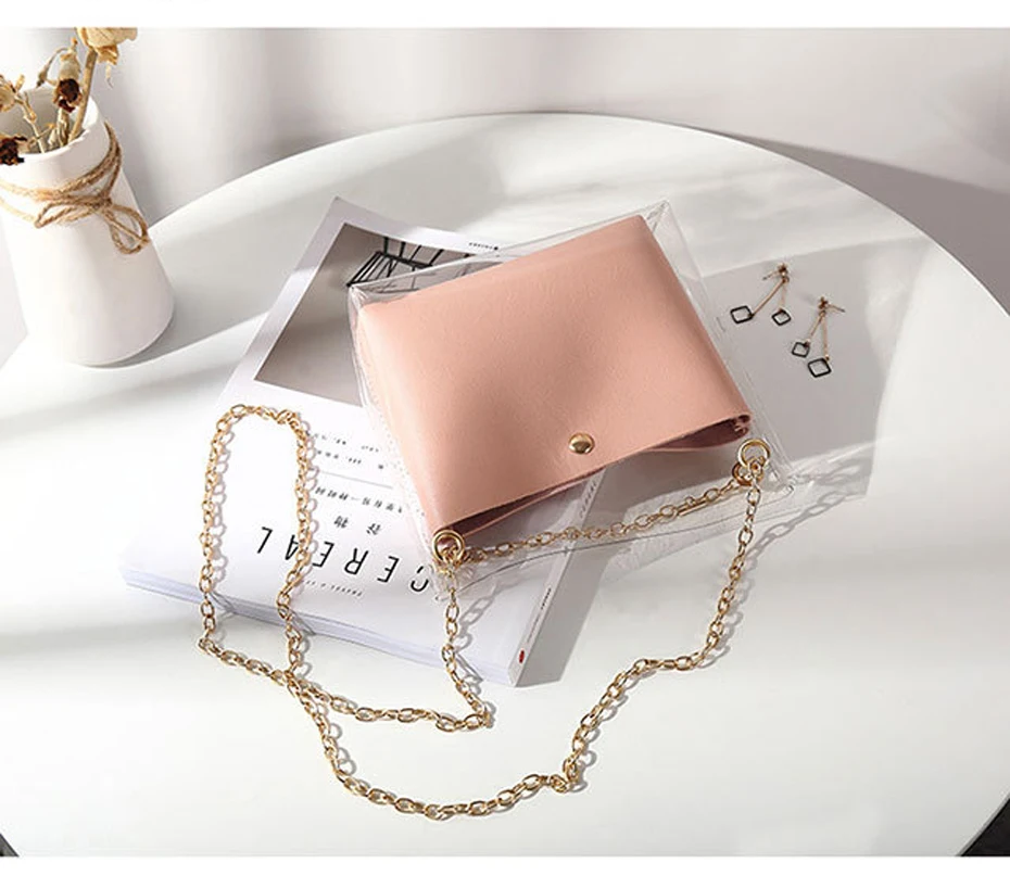 Дизайнерская роскошная женская сумка, прозрачная сумка из прозрачного желеобразного ПВХ-материала, маленькая сумка на плечо, женская сумка через плечо с цепочкой