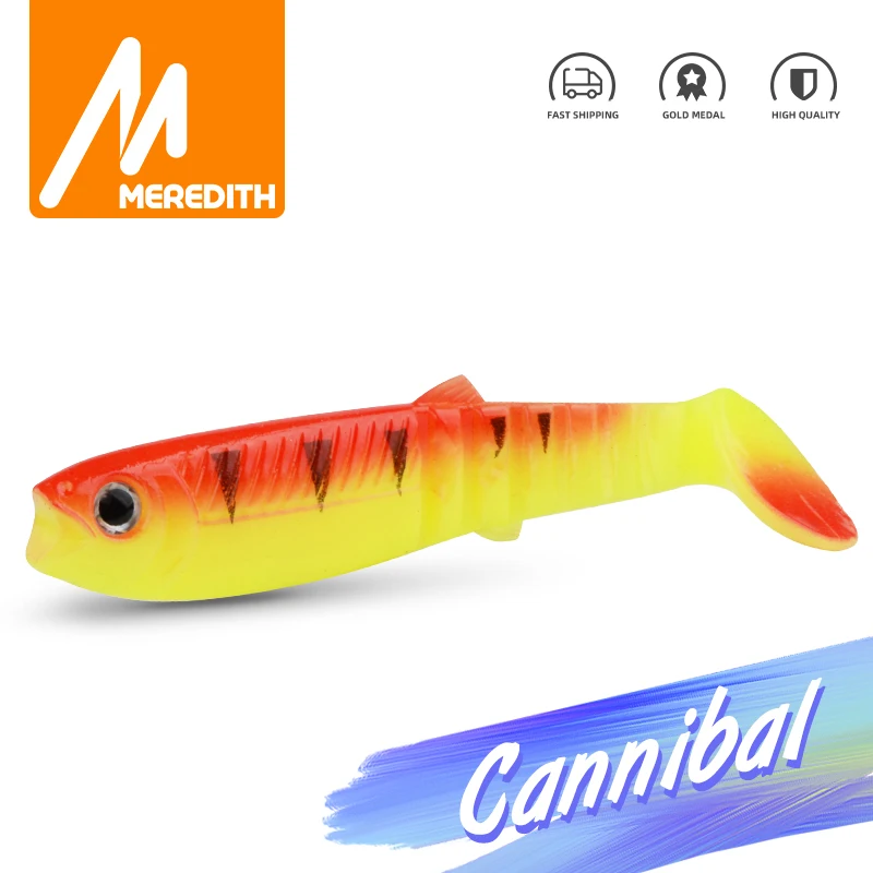 MEREDITH Cannibal The perfect 3D Мягкая приманка для рыбной ловли 80 мм 100 125 силиконовая