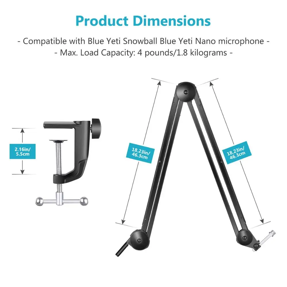  Neewer Upgraded Large Sturdier Microphone Stand Compatible with Blue Yeti Snowball Blue Yeti Nano A
