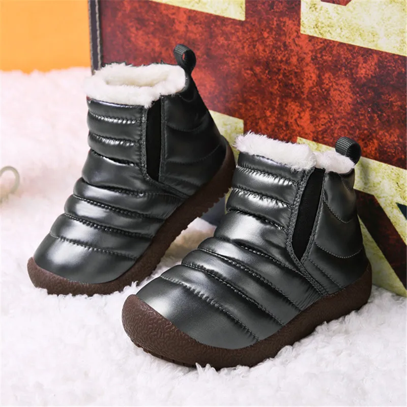 winter children's snow boots boys and girls waterproof ankle boots kids snow boots thick non-slip soft bottom