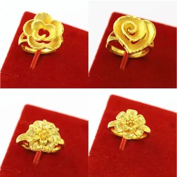 

Vietnam OuBi gold placer gold wedding accessories han edition love flowers open index finger ring ring women wholesale