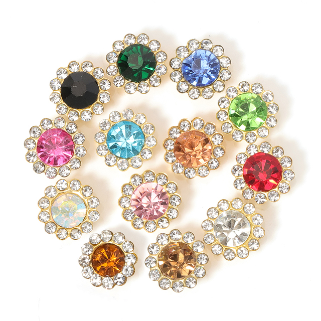 Glass Rhinestones Beads Czech Crystal Stones Gold Base Cabochon Sew on Beads for Bows DIY Jewelry Making Hair Accessories