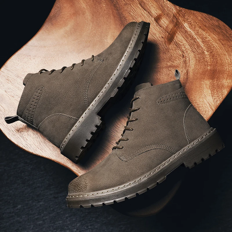 Botas hombre; коллекция года; Мужская обувь; зимняя замшевая кожаная защитная обувь; ботильоны; мужская повседневная обувь; высокие водонепроницаемые военные ботинки; VII
