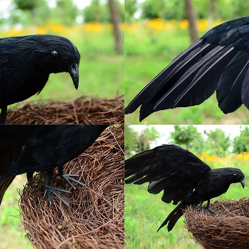 

Crow Props Halloween Lawn Vivid Feathered Bird Realistic Garden Hunting Accessries Simulated Crow Farm Ornaments Hunting Decoy