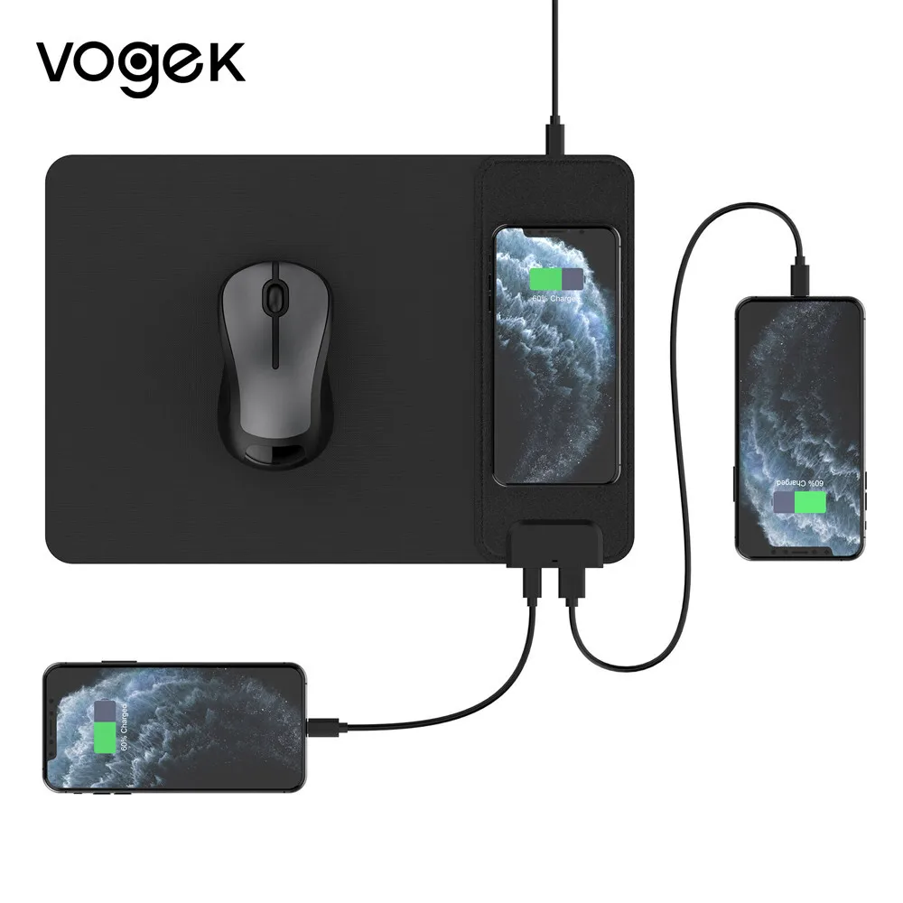 Vogek Multi-function Mobile Phone Qi Wireless Charger 15W Fast Charging Mouse Pad Mat Mousepad for iPhone Samsung Huawei Xiaomi | Мобильные