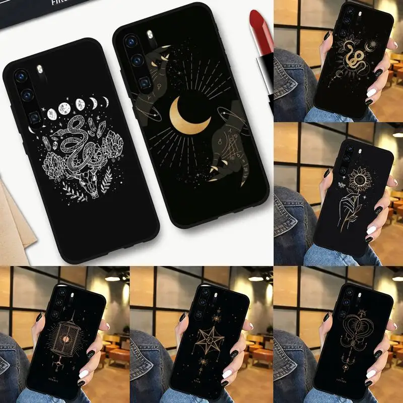 

Art Sun Flowers Snake Moon Phone Case For Huawei P9 P10 P20 P30 Pro Lite smart Mate 10 Lite 20 Y5 Y6 Y7 2018 2019