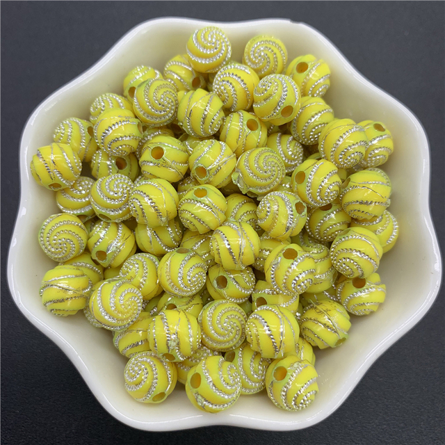 8mm Acrylic Spacer Beads Carving Vortex Loose Round Shape Beads For Jewelry Making