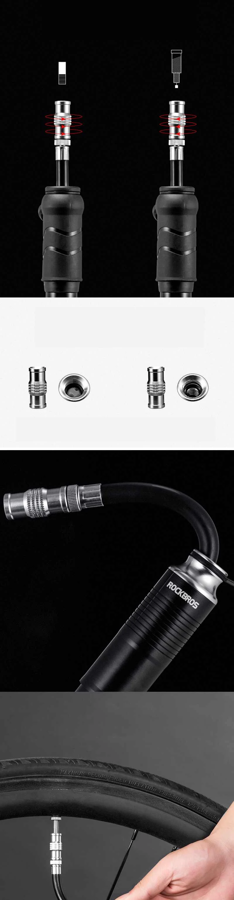 ROCKBROS 100/110 PSI алюминиевый пресс сплав велосипед насос AV FV мини портативный насос для шин для велосипедных аксессуаров