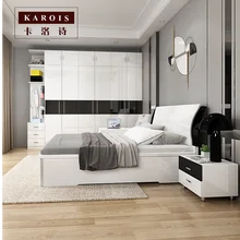  Karois626 Modern Minimalist Adult Plate Six-piece Bed Wardrobe Bedroom Combination Set 