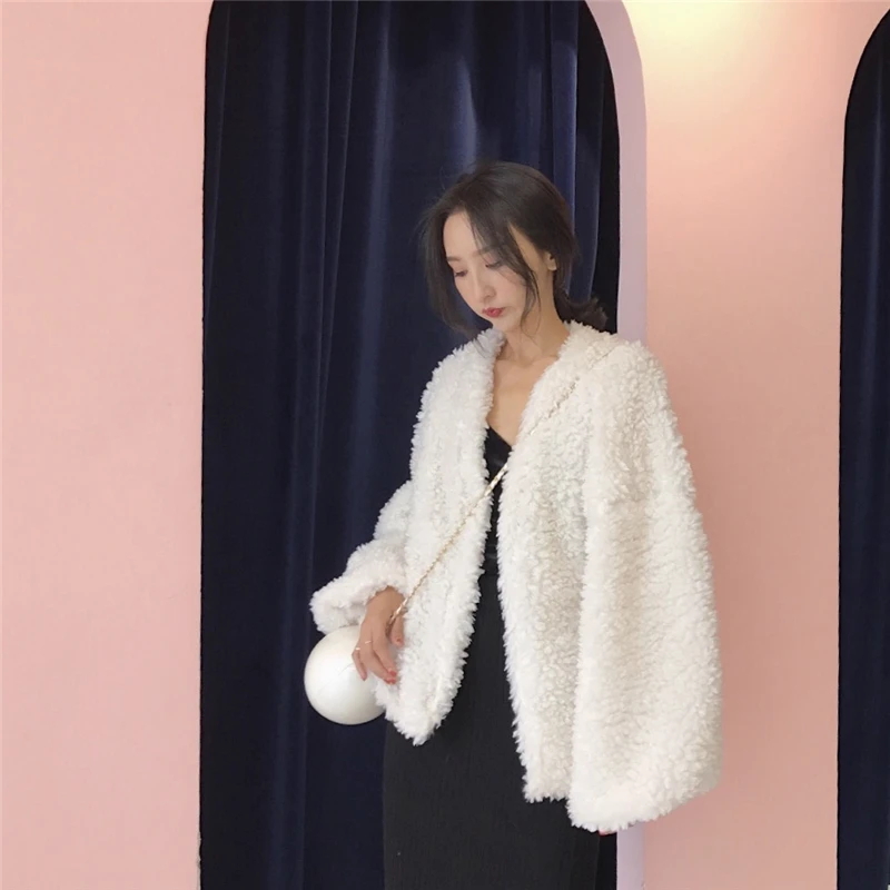 price cut 2019 Wool Cardigan Coat Winter And Autumn Loose Warm Long Bat Sleeve V-Neck Open Stitch lantern Sle