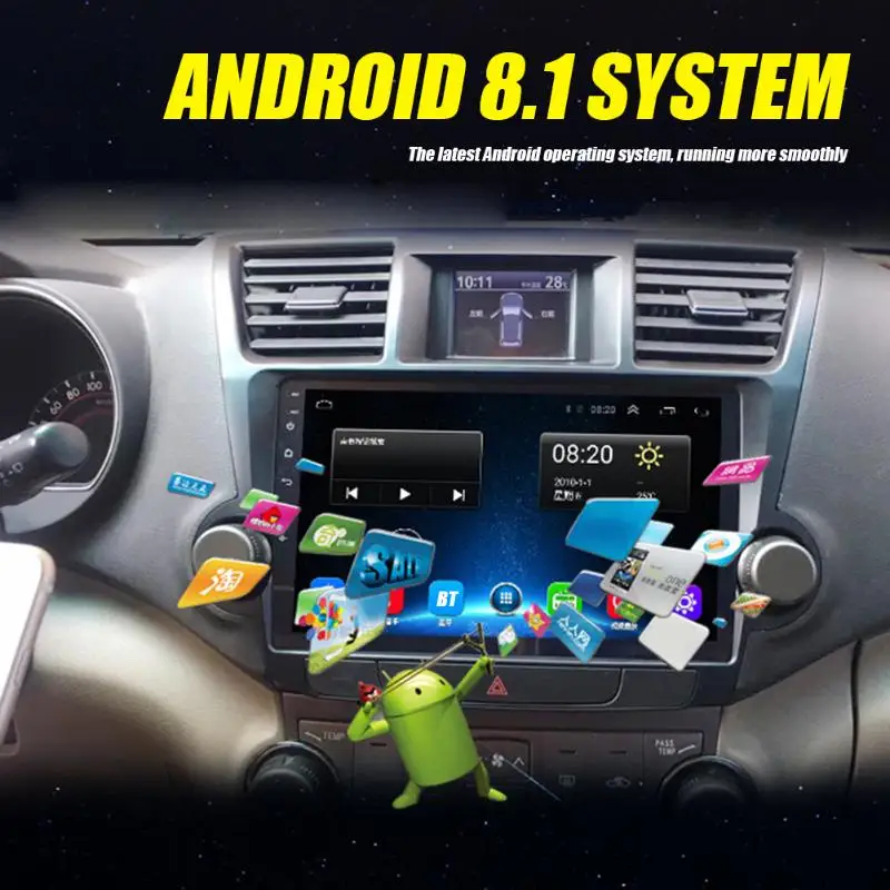 Прочный автомобильный стерео одиночный DIN Android 8,1 dvd-плеер gps навигация Bluetooth радио головное устройство Автомобильная интеллектуальная система Мультимедиа