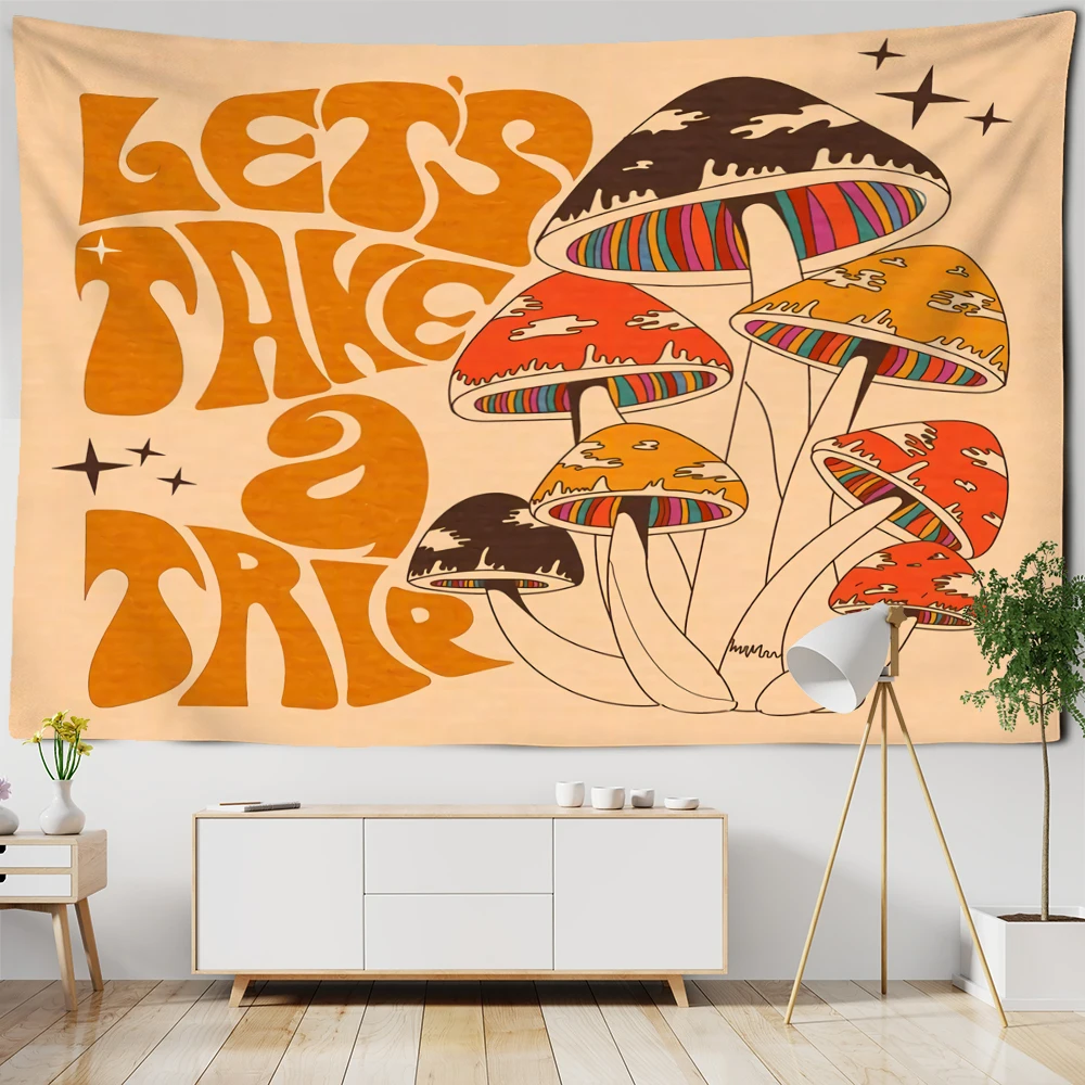 Psychedelic Mushroom Tapestry Wall Hanging Aesthetic Witchcraft Bohemian TAPIZ Girls Dormitory Home Room Decor tapestry decorations