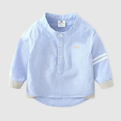 Новая весенняя Модная рубашка в морском стиле для маленьких мальчиков детская одежда рубашка в полоску для мальчиков детская рубашка рубашки для мальчиков - Цвет: Синий