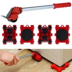 Ensemble de déménageurs de meubles professionnels, 1 barre de roue, 4 rouleaux, levage de Transport de objets lourds pour outils à main, meubles mobiles, 5 pièces 