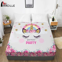 Funda de colchón suave unicornio brillante dorado Miracille antiácaros fundas de sábanas cama colchón a prueba de insectos(China)