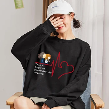 

New Harajuku Hoodie Swearshirt Women Greys Anatomy Print Black Hoodie Hip Hop Streetwear Sweatshirt Sudadera Mujer Bluza Damska