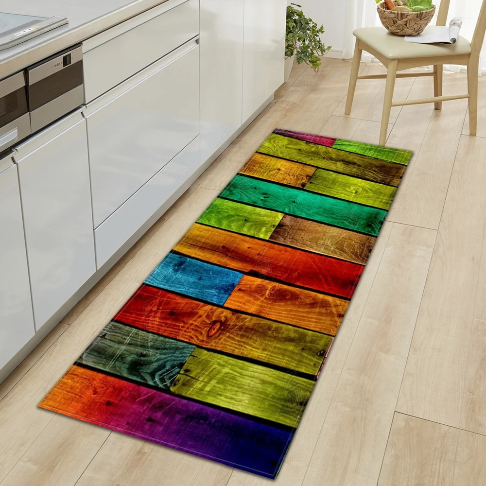 WoodGrainKitchenCarpetEntranceDoormatBedroomHallwayFloorMat3D