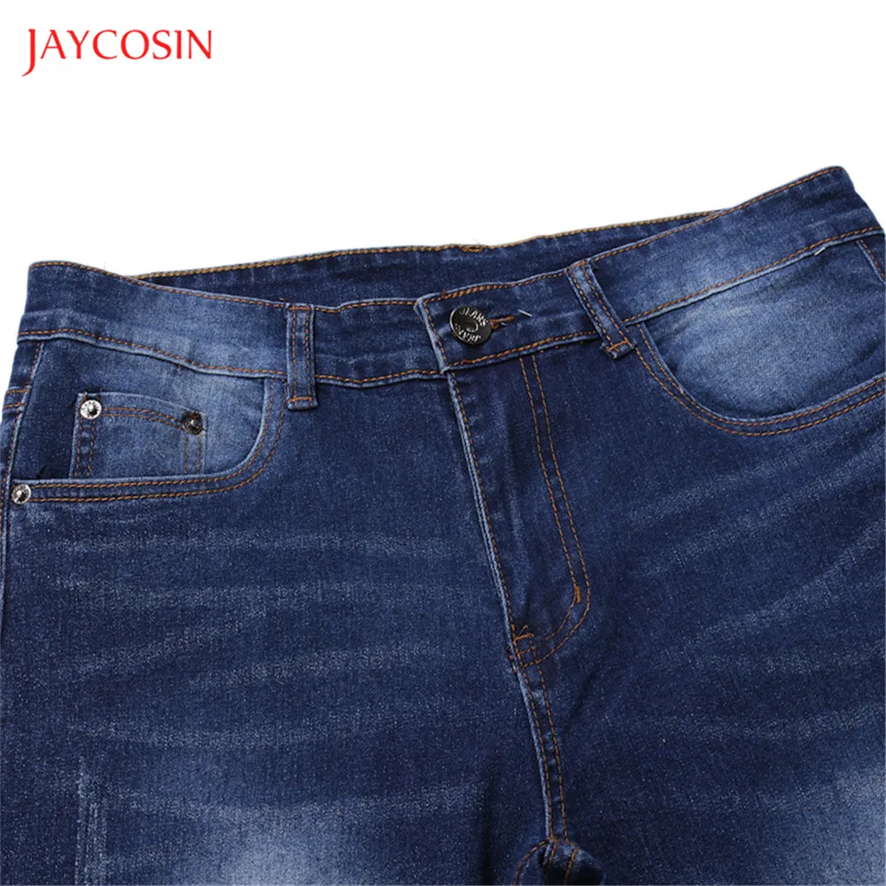 Jaycosin новые мужские Модные джинсы черные темно-синие потертые джинсы мужские повседневные Прямые классические джинсовые брюки высокого качества