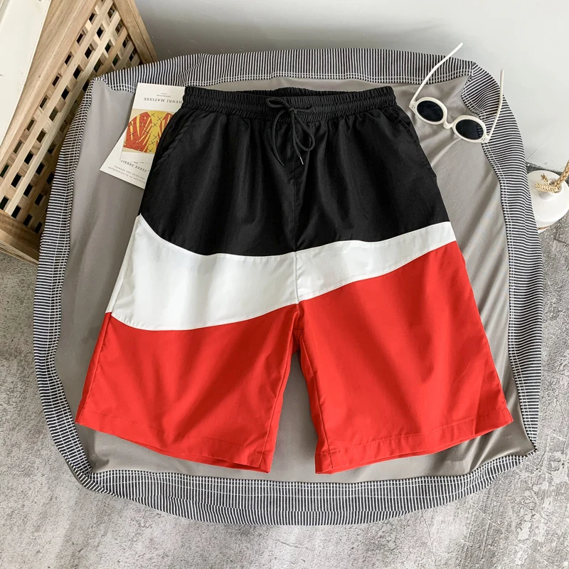 

Mens Summer Contrast Colorful Shorts Beach Shorts Bermuda Sweatpants for Men Drawstring Casual Short Pants Ropa De Hombre 2020
