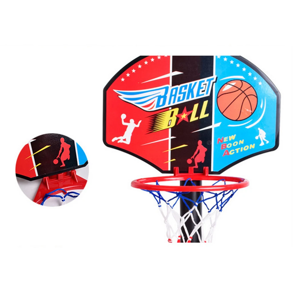 Портативная детская баскетбольная стойка, баскетбольная корзина с кольцом, задняя панель с шариковым насосом