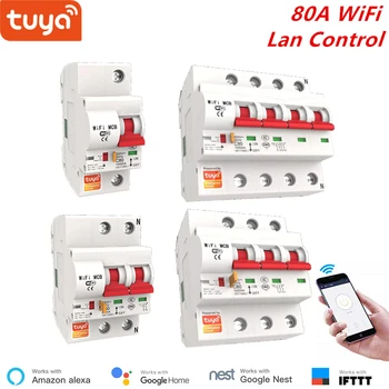 

Tuya Smart WiFi Circuit Breaker 80A 1P/2P/3P/4P Smart Relay Automatic Switch Overload Short Circuit Protection Alexa Compatible