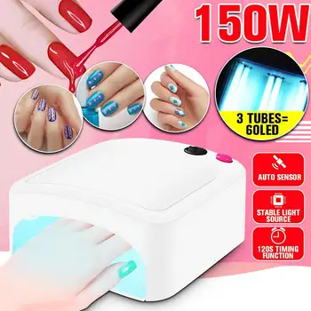 

150W 60pcs LEDs UV LED Nail Dryers 120s Timer with AUTO Sensor Timer UV Gel Lamp for Polish Nails & Toe Nail Light Pink White
