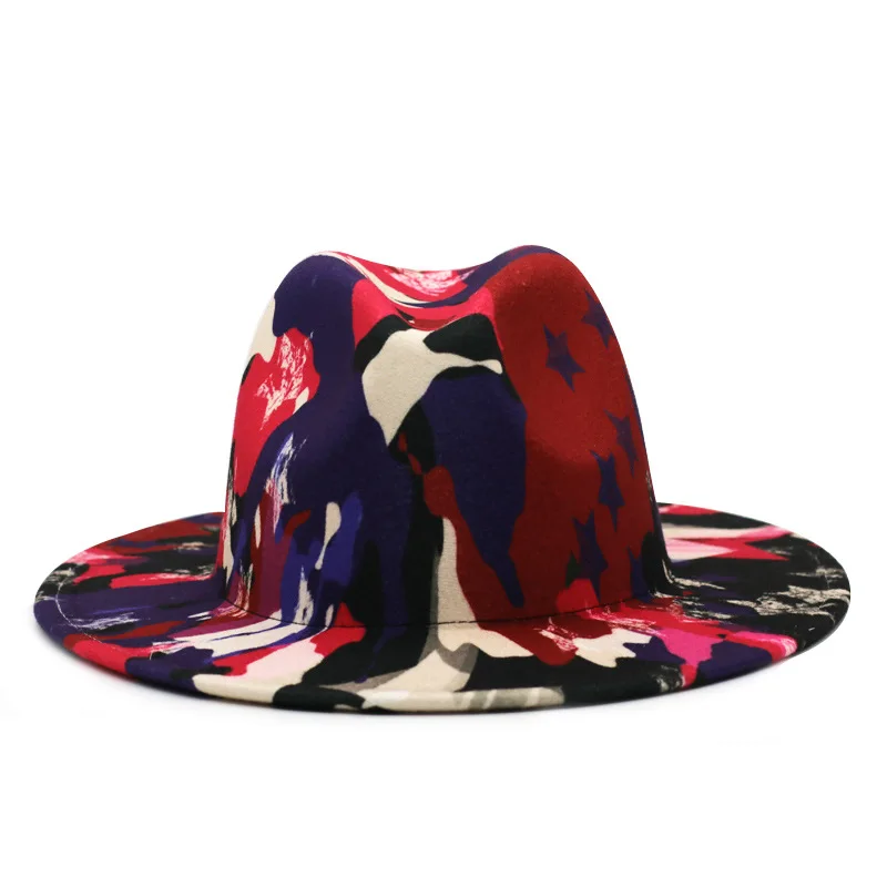 Natural Landscape Tie-dye Fedoras Hat For Women Men Hat Fashion Fedoras Jazz Cap Cowboy Hat Church Panama Hat New Wholesale 2022 green fedora