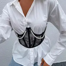 

Stylish Metal Chain Tight Waist See Through Tight Waist Women Corset for Club Women Corset Waist Corset