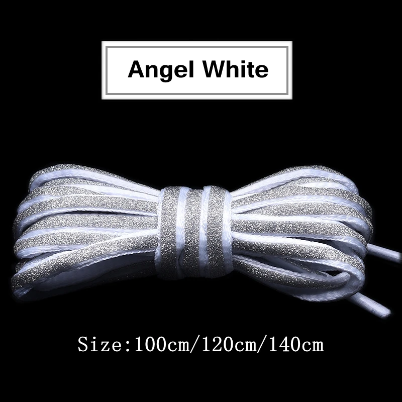 Angel white 1 пара светоотражающих шнурков лазерные блестки шнурки плетение плетеный браслет кроссовки обувь для бега кружева для взрослых детей шнурки для обуви - Цвет: Angel white